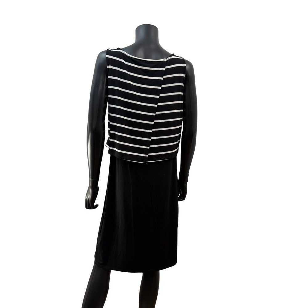 A Pea in the Pod Maternity Nursing Dress Black White Striped Comfy Stretch Size - Picture 4 of 10